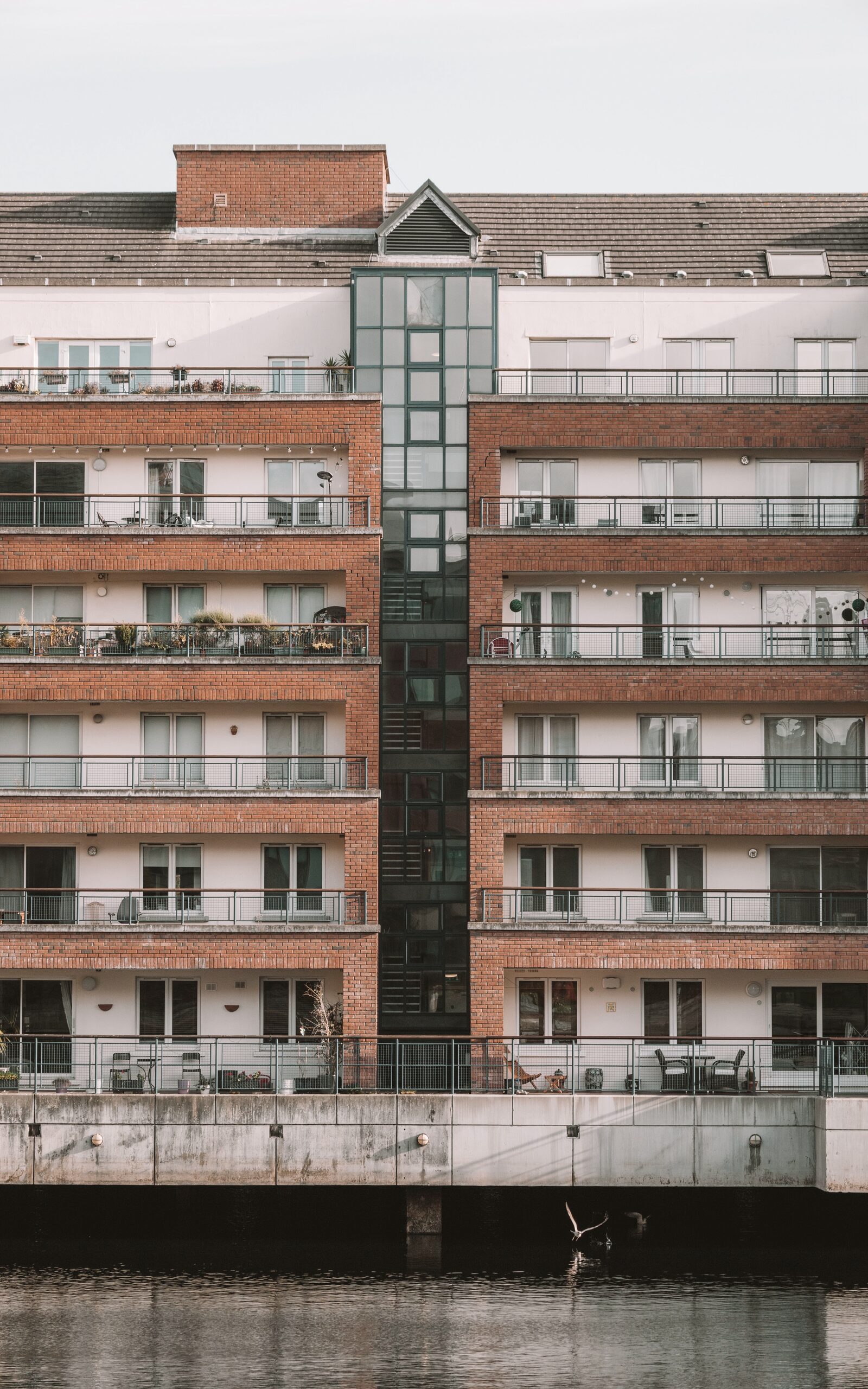 Modern riverside apartment building in Dublin
